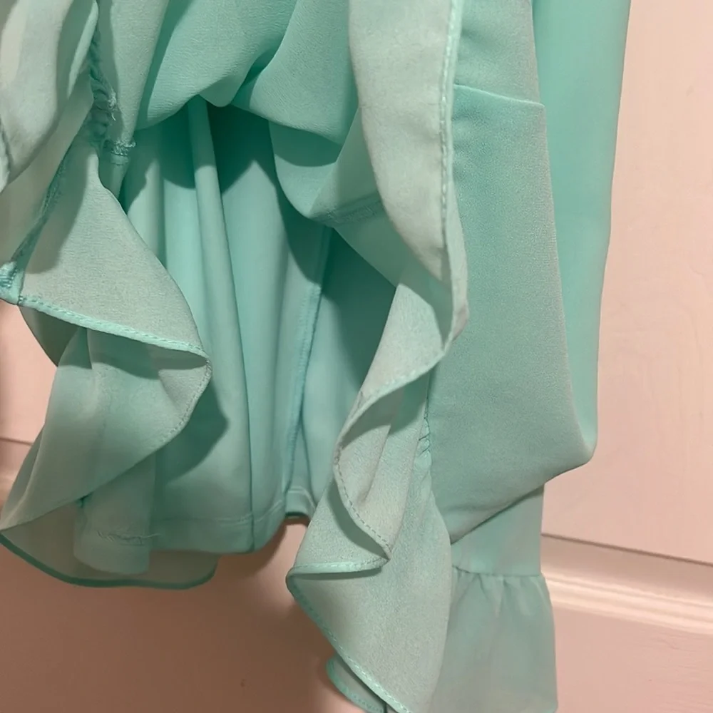 Girls Short Sleeve Wrap Front Ruffle Hem Dress, Size 10